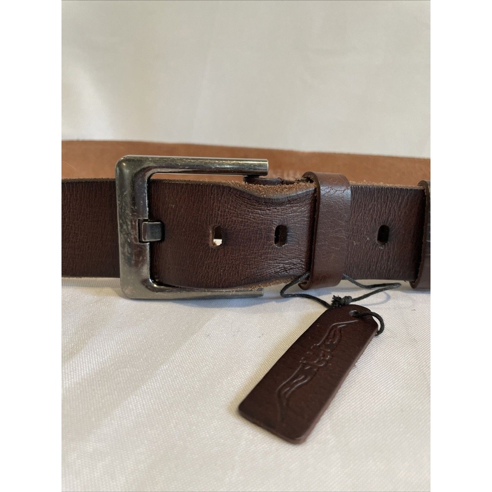 Genuine Leather Belt Men's 44,  brown Casual Work Jeans‎ Silver Buckle
